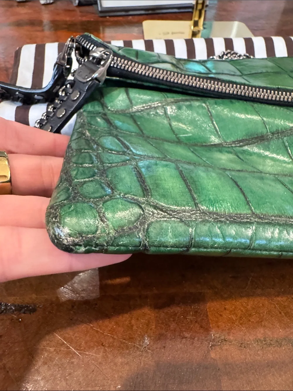 henri bendel croc embossed